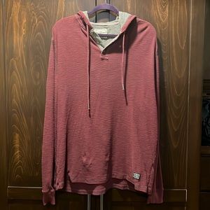 Mens Maroon & gray Lightweight long sleeve T-shirt hoodie Size L